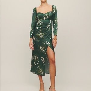 Reformation Gloriana Silk Dress - Green Size 2 - Worn One Time